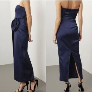 Ronny Kobo Paradova Rosette Satin Strapless Dress